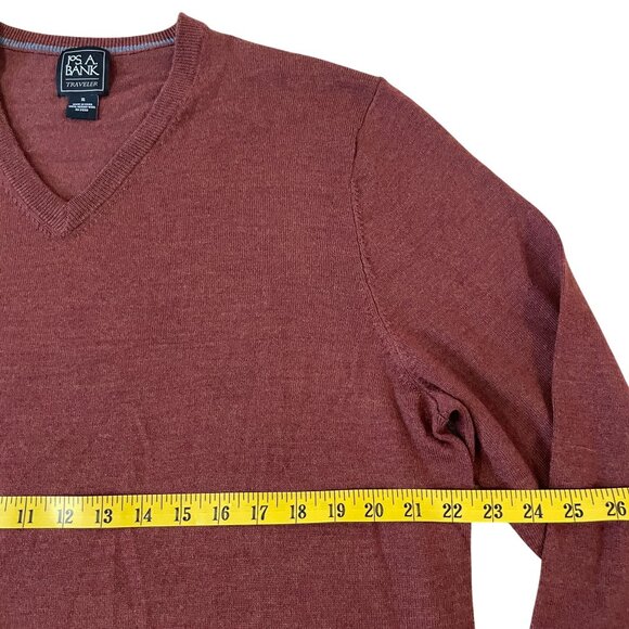 Jos. A. Bank Merino Wool Traveler Sweater Men's Size XL Brown V-Neck 3-Season - Picture 3 of 5